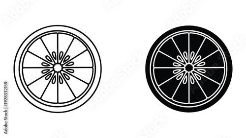 Line Art and Silhouette Citrus Fruit Slice Icons
