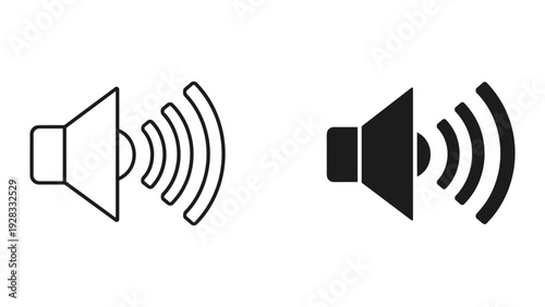 Speaker Icon Set: Line Art and Solid Fill - Volume Symbol