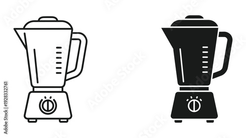 Black and White Icons of a Blender, Kitchen Appliance, Smoothie Maker