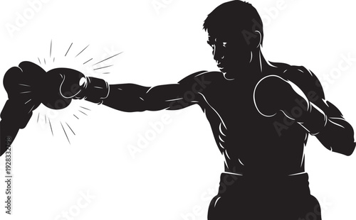 Boxer Silhouette Punching Action Silhouette Graphic