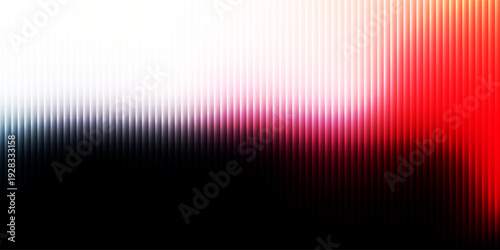 White, black and red ribbed abstract background with glass effect, corrugated iridescent color gradient. Vector illustration