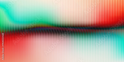 White, black and red ribbed abstract background with glass effect, corrugated iridescent color gradient. Vector illustration