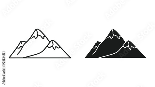 Mountain Peaks Outline and Silhouette Icons