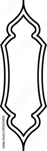 Vertical Islamic Arch Frame Line Art Vector for Ramadan Design