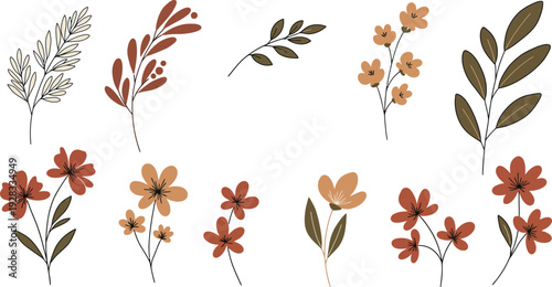 Seamless autumn leaves vector illustration featuring a floral nature pattern with branches and butterflies for elegant wallpaper design