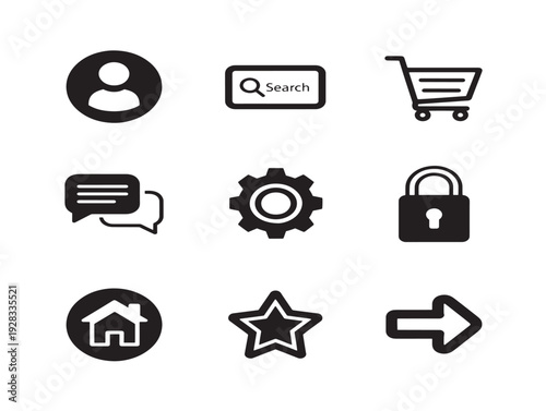 Streamlined UX flow icons with efficient and process oriented silhouette designs