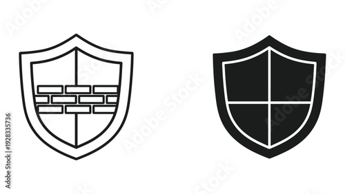 Firewall Shield Icons: Network Security and Data Protection Concepts