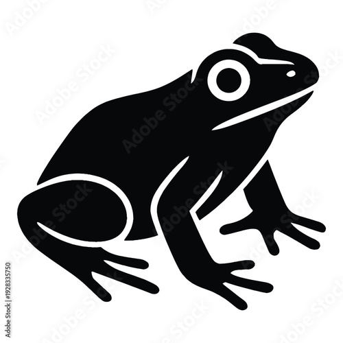Black silhouette of a frog in a resting pose