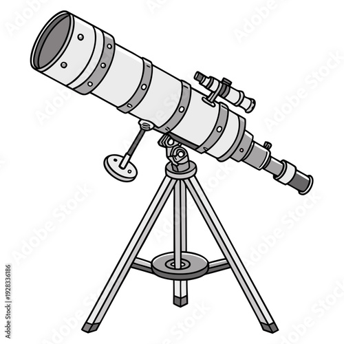 Black and white of a telescope on a tripod astronomy 1