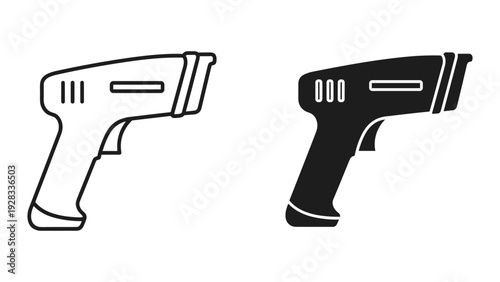 Infrared thermometer icon, line and solid fill, medical and industrial use