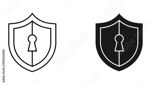 Shield with Keyhole Icon: Security, Protection, Access Control, Safety