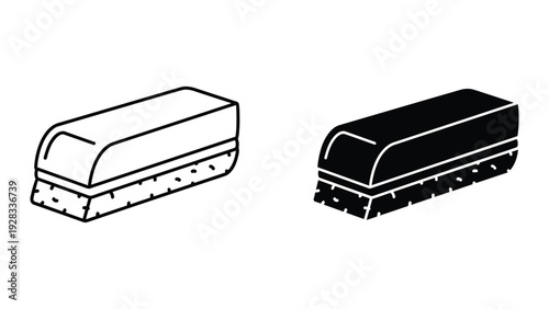 Whiteboard Eraser Icon - Line Art and Solid Fill Styles