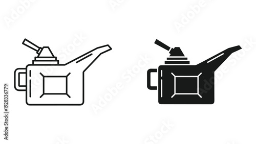 Oil Can Icons: Black and White Line Art and Silhouette Design