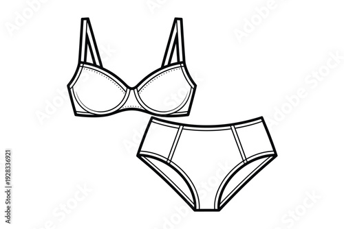 Lingerie set illustration featuring a bra and panties in a minimalist style