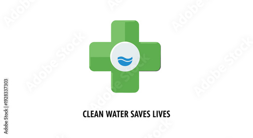 Water charity icon, clean water saves lives symbol