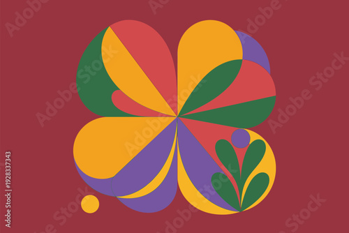 A colorful flower illustration with a modern abstract design style