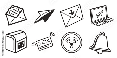 Illustration showcasing various communication methods and technologies Vector