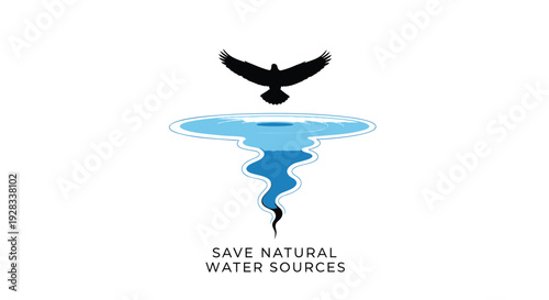 Save natural water sources logo, conservation icon