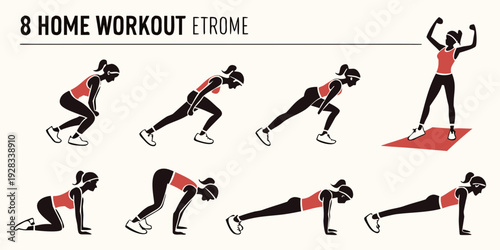 Illustrations of a person performing a series of dynamic yoga poses. Vector