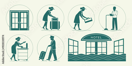 Illustration of a person's daily routine from waking up to going to bed Vector