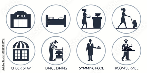 Illustrations of various activities and places for people with disabilities Vector