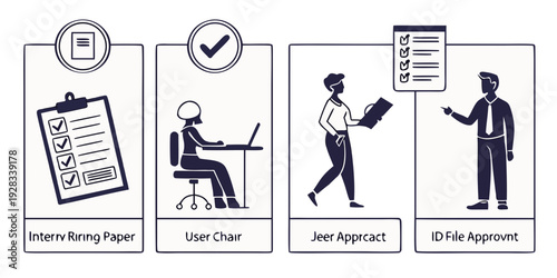 Illustration of a process involving planning, learning, acting, and reflecting. Vector