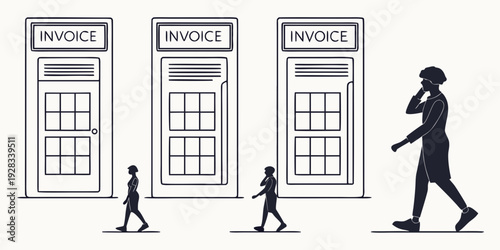 A diverse group of people walking past a row of public telephones. Vector