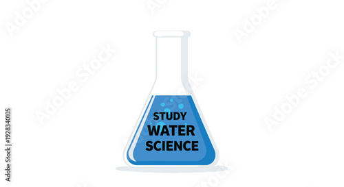 Laboratory flask with study water science text