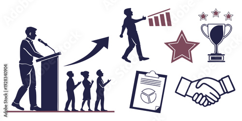 Diverse group of people achieving success and recognition in various fields Vector