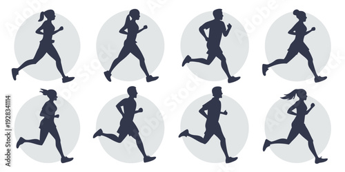 A sequence of images depicting a person running in various stages of motion Vector