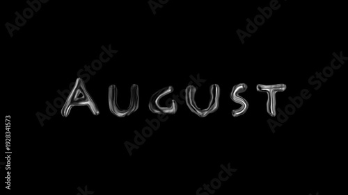 Silver August Text on Black Background.