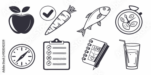 A collection of icons representing school, education, and learning. Vector