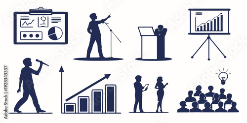 Illustrations of various business and presentation activities Vector