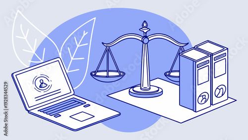 Corporate compliance illustration, regulatory control, digital verification, risk assessment, cybersecurity protocols.