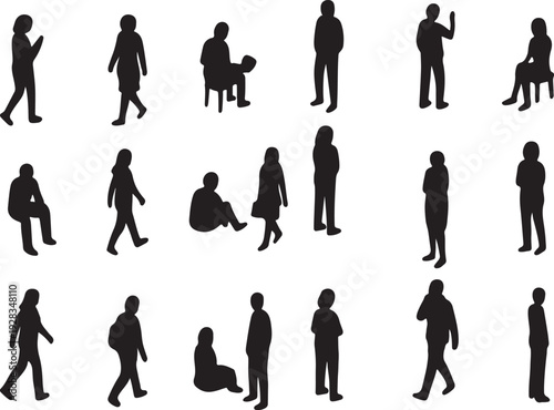 Axonometric people silhouette vector