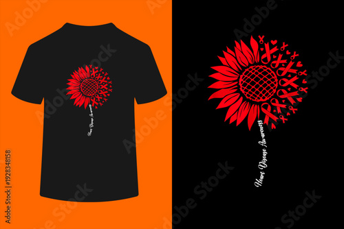 Heart Disease Awareness Month Sunflower for Women Go Red T-Shirt

