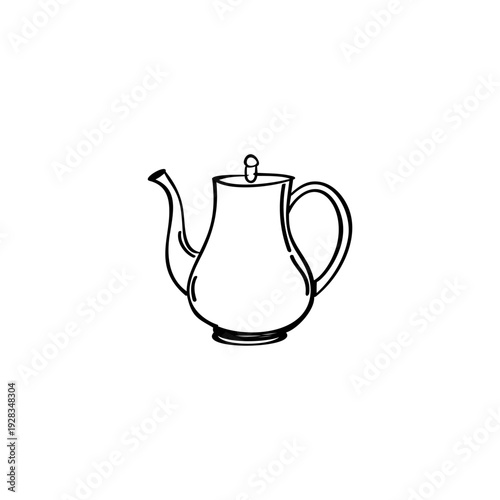 Kettle hand drawn illustration. Tea vector doodle icon