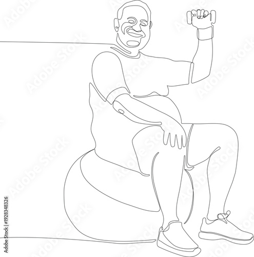 Abstract Exercise Man on Fitness Ball