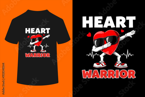 Heart Warrior Heart Disease Awareness Month Red Heart T-Shirt
