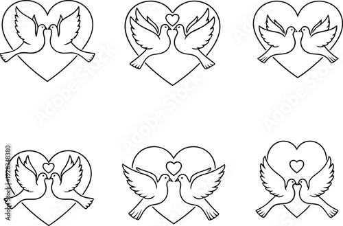 Collection of six ornate masks with feathered designs displayed together in a two-row arrangement