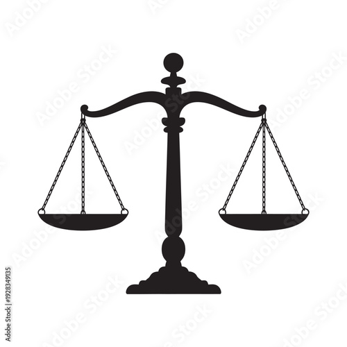 Scales of Justice, Flat Icon, Law and Legal Symbol, App Interface, Website Design, Minimal Vector Illustration