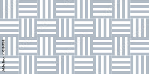 Minimal line Seamless geometric pattern with shapes. Decoration and maze ornament square overlap light blue stripes wall tile.	