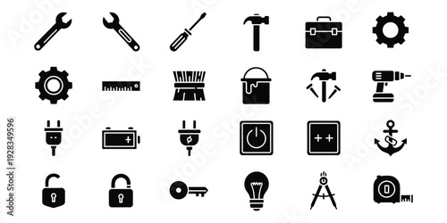 mechanical icon set.