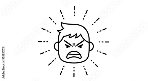 Angry young man with furrowed brow and aggressive expression.