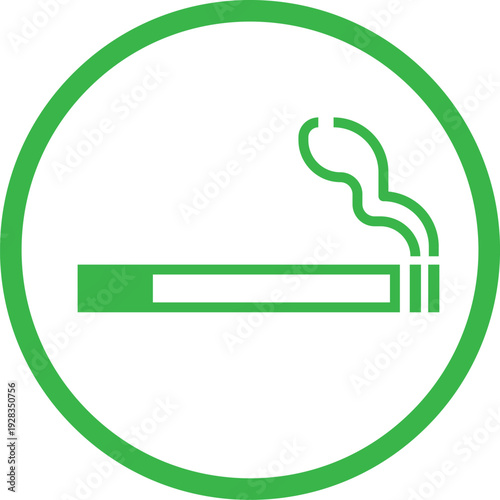Green Smoking Area Line Sign Icon Illustration