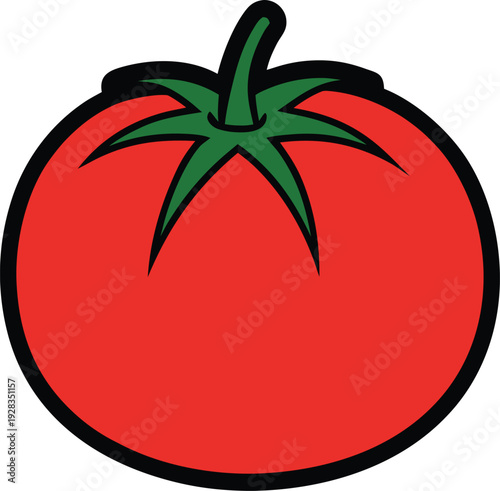 Minimalist contrast red tomato with green stem vector illustration EPS PNG file