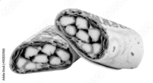 Halftone Chicken Wrap Vector Illustration Isolated on White Background