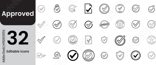 Collection of various checkmark and approval icons
