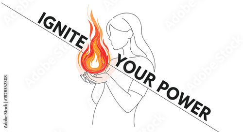 Woman holding flame, empowerment symbol