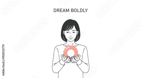 Woman holding glowing orb, dream boldly